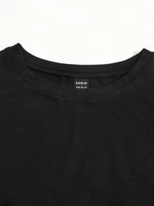 SHEIN Váy Bà bầu Con số Tim Giải trí - màu đen - Xem 4