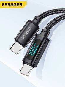 Essager PD 100W USB Type-C 转 USB C 7A 快速充电数据线 兼容 16、16 Pro Max、15、15 Plus、15 Pro、15 Pro Max，兼容小米，兼容 OnePlus Type C 锌合金 Nan - 黑色 - 查看 2