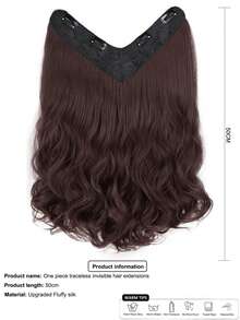 1 Màu Nâu Đậm Vừa Cong Vô Hình Kẹp Trong Tóc Tổng Hợp, Kẹp Trong Bộ Tóc Giả - Dark Brown - Xem 4