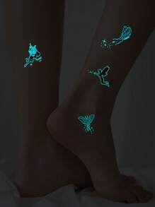 3sheets/set Glow In The Dark Temporary Tattoo Sticker With Fresh Water-resistant And Long-lasting Realistic & Personalized And Sexy Designs - Multicolor - View 3
