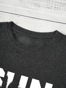 INAWLY Plus Slogan Graphic Tee SUN SALT SAND - Dark Grey - View 3