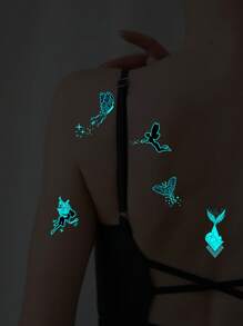 3sheets/set Glow In The Dark Temporary Tattoo Sticker With Fresh Water-resistant And Long-lasting Realistic & Personalized And Sexy Designs - Multicolor - View 5