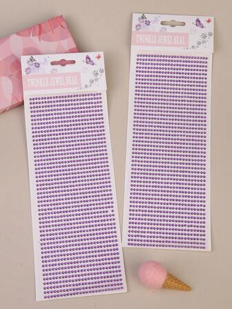 2入組/套3MM彩色和紫色圓形水鑽適用於臉部3D裝飾用品