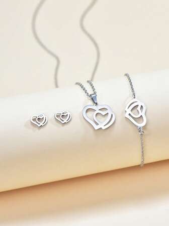 3 piezas Set joya con adorno de corazón