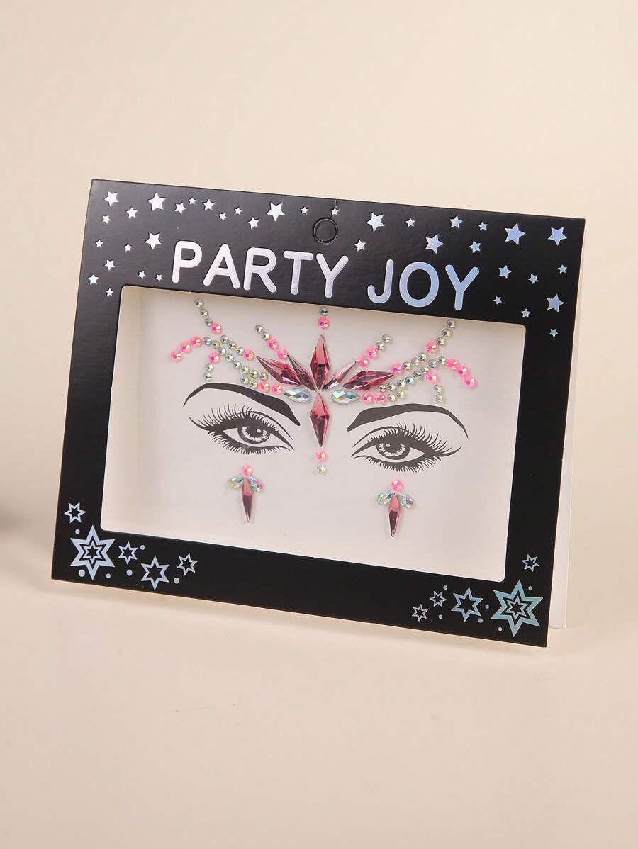Party Joy 1張多色3D仿真寶石面部貼紙用於DIY化妝、派對裝飾 - 彩色 - 查看 1