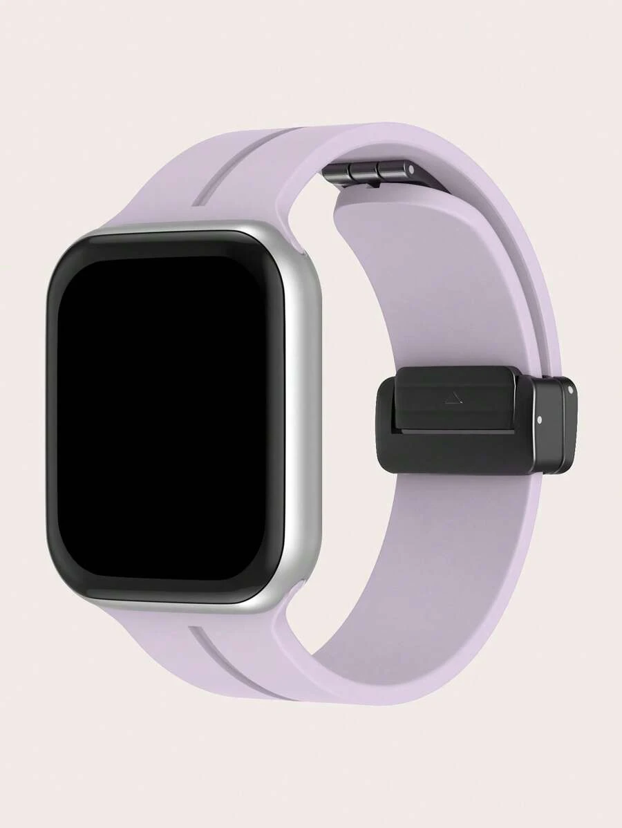 Dây đeo đồng hồ nam châm silicon tương thích với Apple Watch - Màu tím hoa cà - Xem 1