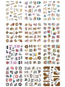 1 hoja Pegatinas de uñas embalaje con tigre con patrón de animal