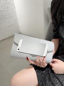 魅力四射,優雅,精美,安靜奢華亮片,時髦,奢華,發亮金屬亮絲信封包金屬裝飾鏈條魅力四射,完美新娘錢包適合婚禮,舞會和派對活動晚會包,晚餐包適合派對女孩,女士 - 銀色 - 查看 3