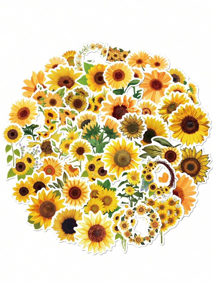 50pcs Sunflower Pattern Sticker - Multicolor - View 1