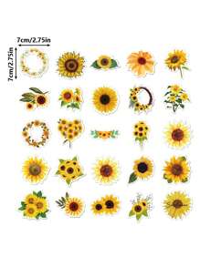 50pcs Sunflower Pattern Sticker - Multicolor - View 5