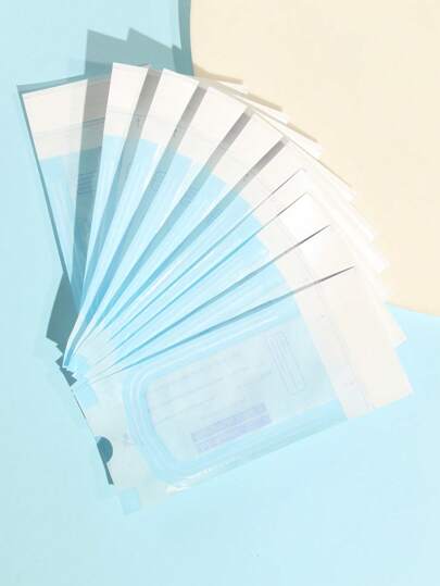 10入組美甲工具一次性消毒袋和帶砂條儲物袋鋼製推桿