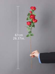 1 PC Polyester Hoa Giả, Hoa Giả Hiện Đại Cho Đám Cưới, Trang Trí Nhà Cửa - Đỏ - Xem 2