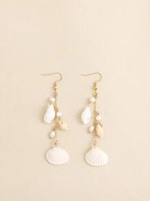 1對天然貝殼鉤耳環適合女士,尺寸是隨機 - 彩色 - 查看 5