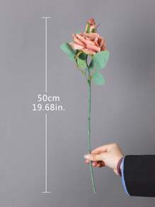 2 piezas Tallo de rosa artificial artificial romántico para casa fiesta - Albaricoque - Ver 2