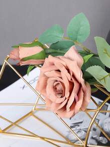2 piezas Tallo de rosa artificial artificial romántico para casa fiesta - Albaricoque - Ver 5