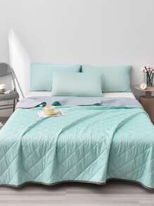 1pc Solid Color Soft Quilt, Modern Fabric Comfortable Bedspread For Bedroom, Summer - Multicolor - View 1
