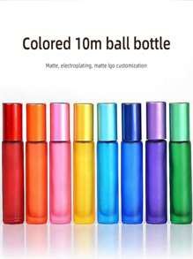 1pc 10 Ml Roller Ball Colorful Essential Oil Bottle, Massage Glass Bottle, Matte Glass Eye Cream Bottle - Baby Blue - View 1