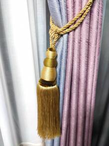 2pcs/set Bead Design Curtain Holdback, Minimalist Polyester Tassel Decor Curtain Buckle For Home - Gold - View 2