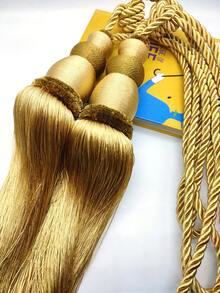 2pcs/set Bead Design Curtain Holdback, Minimalist Polyester Tassel Decor Curtain Buckle For Home - Gold - View 3