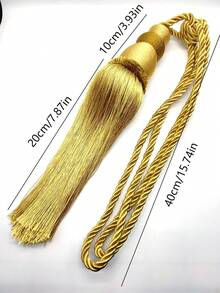 2pcs/set Bead Design Curtain Holdback, Minimalist Polyester Tassel Decor Curtain Buckle For Home - Gold - View 4