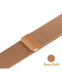 1条男女通用米兰尼斯不锈钢磁性网状表带，兼容 S10 46mm 42mm 44mm 40mm 45mm 41mm 38mm Ultra 2 49mm，奢华金属表带，适用于Series 11 10 9 8 7 SE 6 5 4 3，女士礼物 - 玫瑰金 - 查看 4