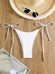 Đáy Bikini Nữ Nhẫn màu trơn - trắng - Xem 3
