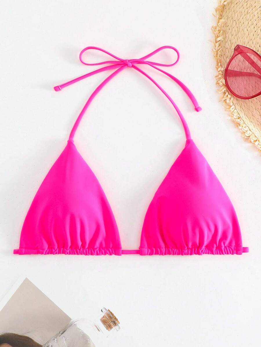 Swim Basics Summer Beach Halter Triangle Bikini Top