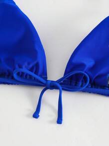 Swim Basics Summer Beach Solid Triangle Halter Bikini Top - Royal Blue - View 5