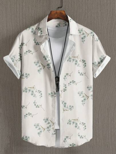 Guys 1pc Floral Print Button Up Shirt