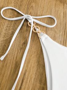 Đáy Bikini Nữ Nhẫn màu trơn - trắng - Xem 6