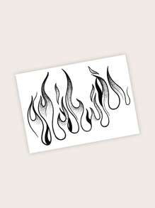 1 pieza Pegatina tatuaje fuego para trasero de mano - Negro - Ver 3