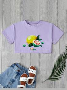 RueChic Tricou cu imprimeu cu fructe pentru fete
