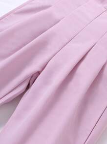 Toddler Girls Solid Fold Pleated Detail Pants - Pink - View 4