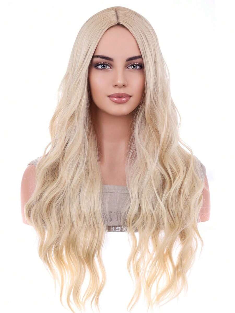 Long Blonde Curly Wig - Gold - View 1