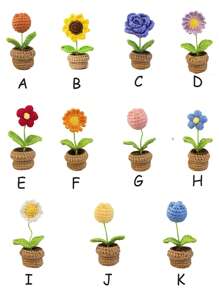 1入組人造盆栽，創意滌綸針織設計家居裝飾盆栽 - 棕色 - 查看 6