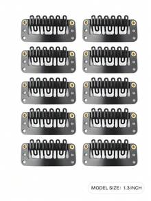 10pcs U Shaped Snap Clip For Hair Extension - Black - View 2