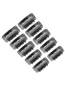 10pcs U Shaped Snap Clip For Hair Extension - Black - View 3