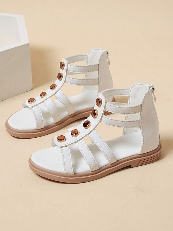 Mädchen Sandalen mit Reißverschluss hinten Loch, Nieten Dekor, für Für Sommer