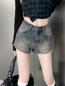 Men's Summer Casual Vintage Washed Denim Shorts - Dark Wash - View 4