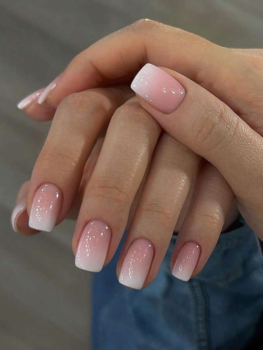 Trở nên quyến rũ hơn với 24 móng tay giả màu hồng vuông ngắn với 1 gel thạch và 1 dũa móng tay Dụng cụ làm móng - Nhiều màu - Xem 1