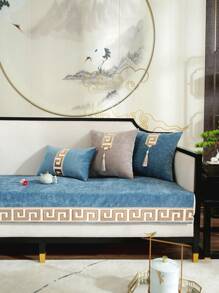 1 Máy Tính Thiết Kế Hình Học Sofa Khăn Hiện Đại Polyester Chống Trơn Trượt Khăn Cho Ghế Sofa Gia Đình, Tất Cả Các Mùa - Xanh đậm - Xem 3