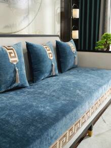1 Máy Tính Thiết Kế Hình Học Sofa Khăn Hiện Đại Polyester Chống Trơn Trượt Khăn Cho Ghế Sofa Gia Đình, Tất Cả Các Mùa - Xanh đậm - Xem 4