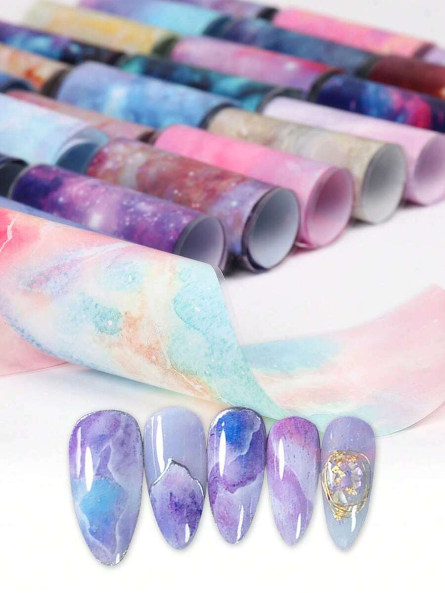 30 件 Y2K 美学大理石和星空图案美甲转印贴纸 DIY 指甲饰品指甲宝石美甲用品