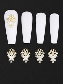 3pcs Rhinestone Decor Nail Art Decoration - Gold - View 2