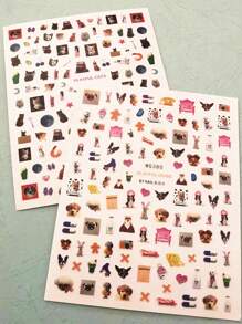 2sheets Cute Dog & Cat Nail Stickers DIY