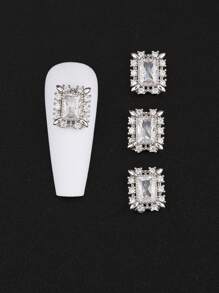 3入組3D寶石美甲飾品 - 銀色 - 查看 3