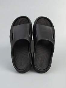 Men Minimalist Cut Out Slides, EVA Fashion Slides - Black - View 1