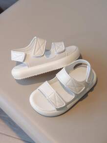 1 双夏季简约休闲平底凉鞋，适合女童、儿童、钩环扣、增高 - 白色 - 查看 3