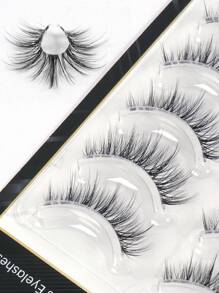 MAANGE 5/10/15 对自然交叉全覆盖假睫毛，透明睫毛柄，蓬松精致，适合日常使用，卡通风格，旅行必备，附赠眉刷 - 黑色 - 查看 6