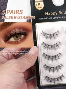 MAANGE 5/10/15 对自然交叉全覆盖假睫毛，透明睫毛柄，蓬松精致，适合日常使用，卡通风格，旅行必备，附赠眉刷 - 黑色 - 查看 8